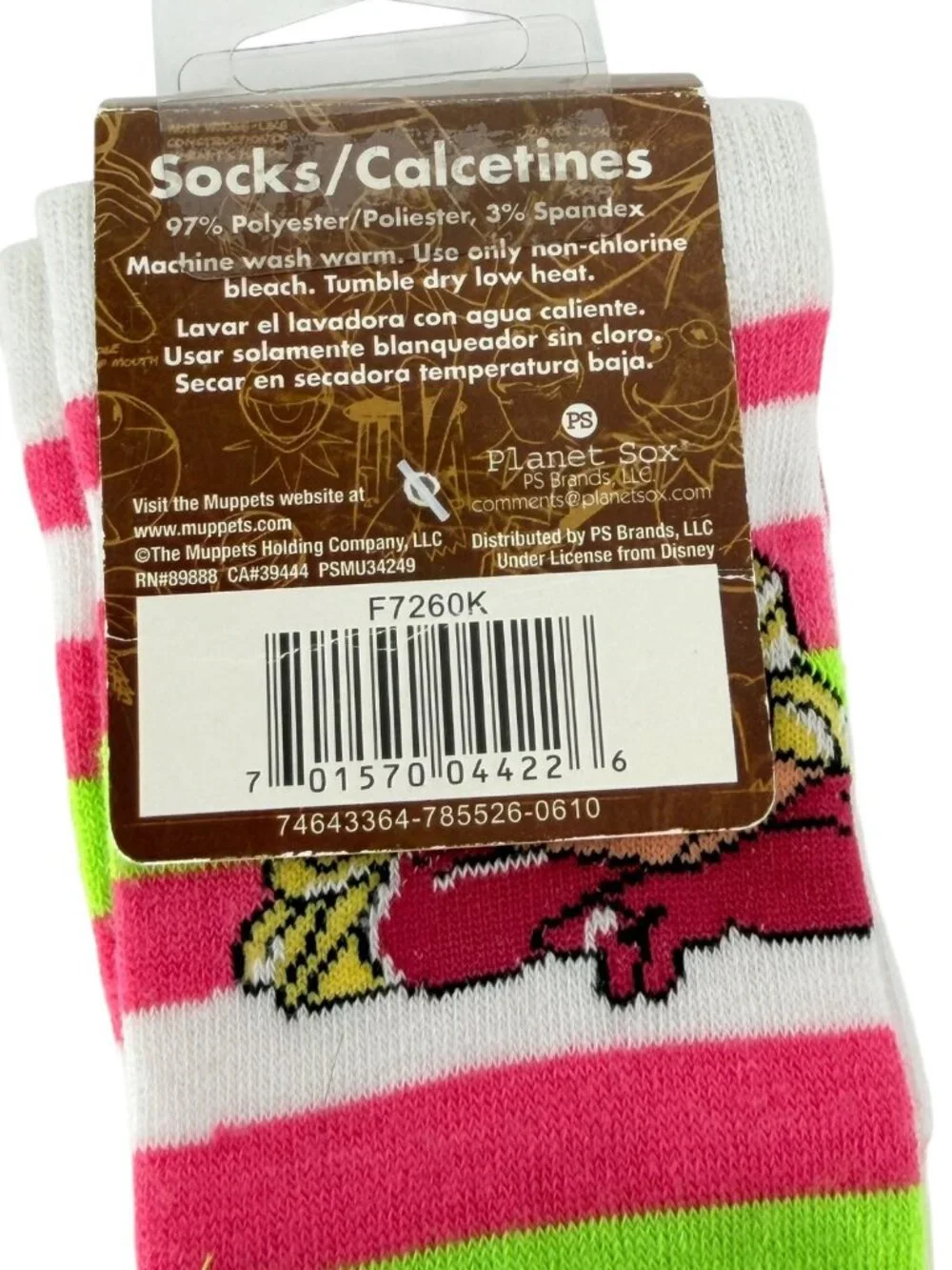 The Muppets Kermit Argyle Striped Socks 2 Pack New
